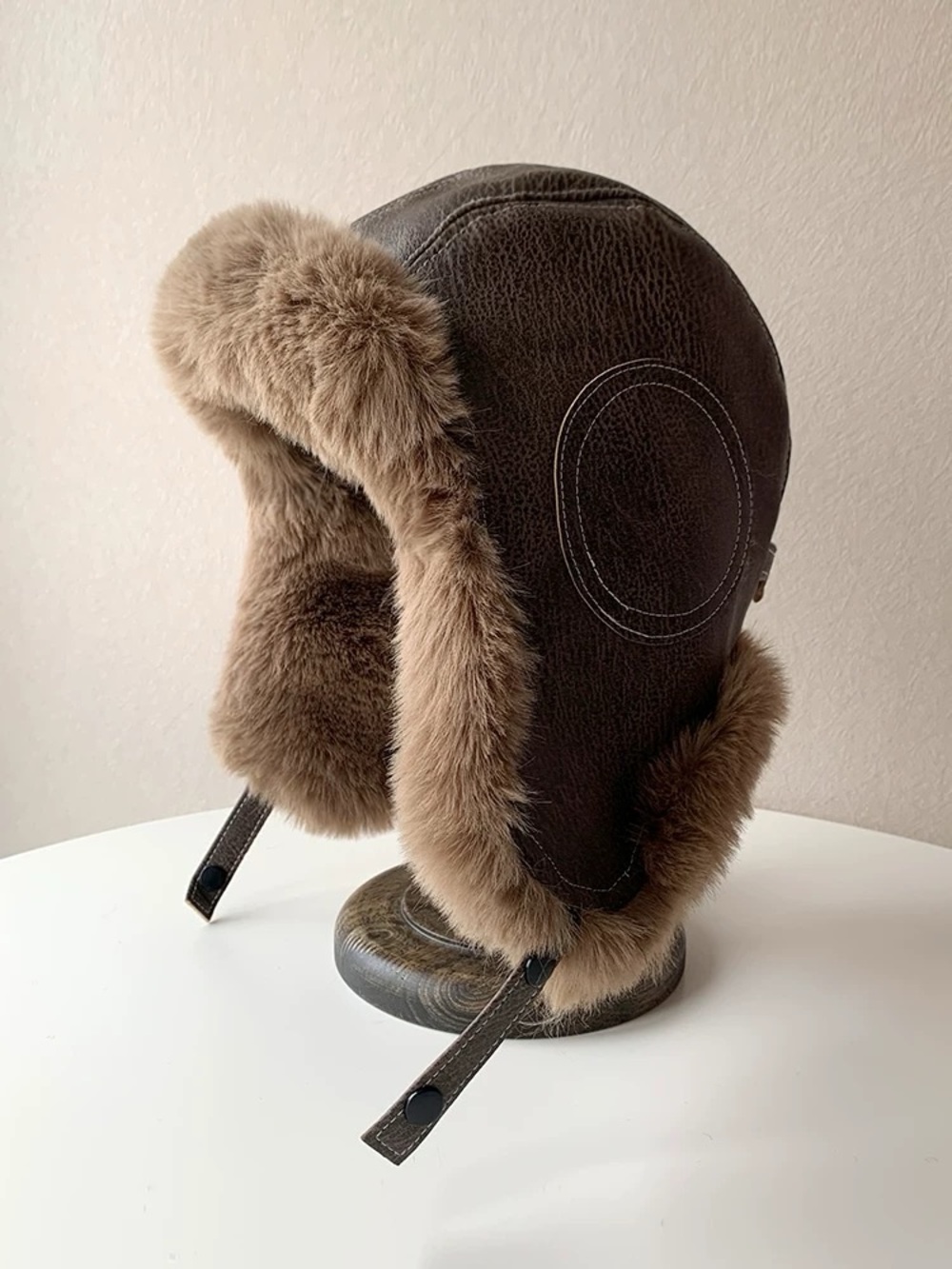 Men Faux Fur Trapper Hat - Brown